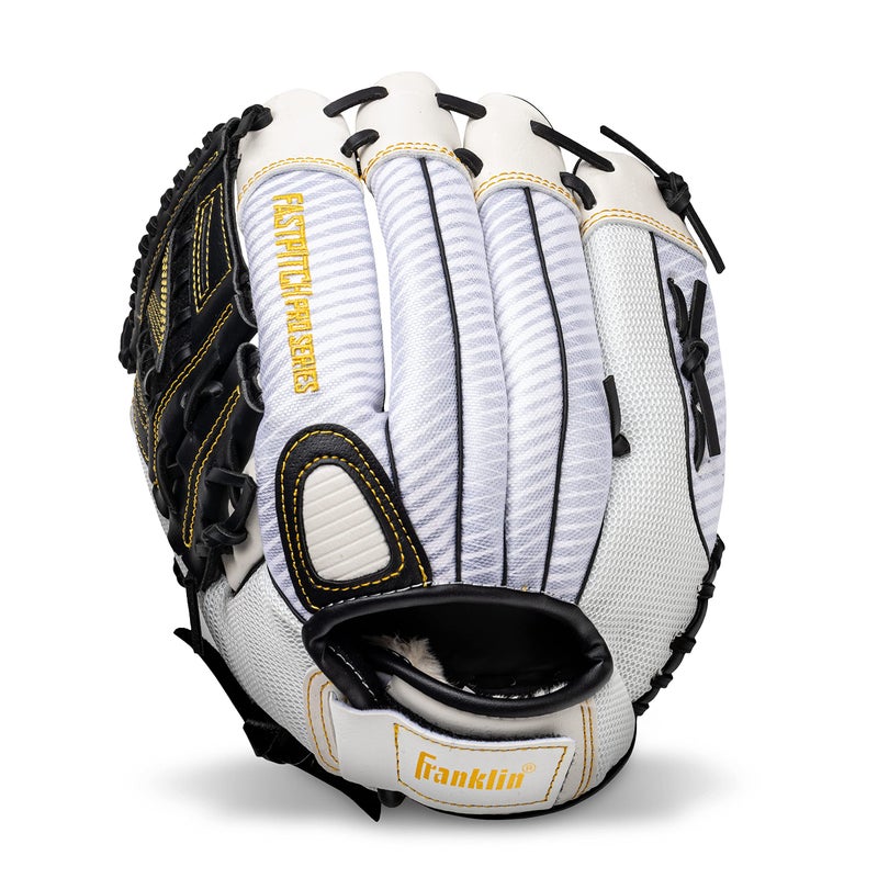 Franklin Sports Fastpitch Softball Glove - Fastpitch Pro - Adult and Youth Softball Mitt - Infield and Outfield - Left Handed Glove - White/Gold - 13" Lefty - Image 1